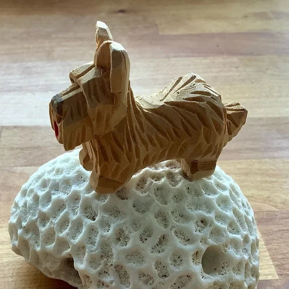 SOLD - Vintage Handcarved Wooden Dog - Picture 2 of 6